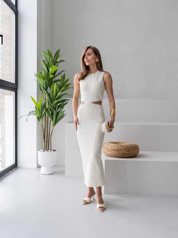 Alba Ribbed Knit Two-Piece – Milk White