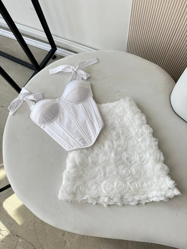 Émeraude Corset Top & Textured Skirt Set