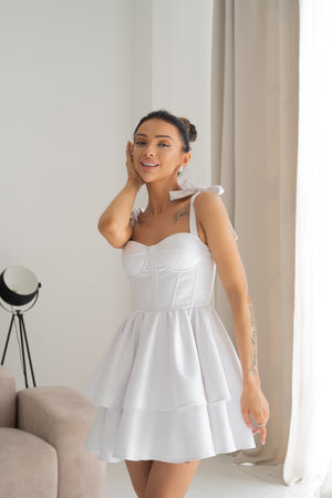 Léontine Tie-Strap Tiered Mini Dress – Mango
