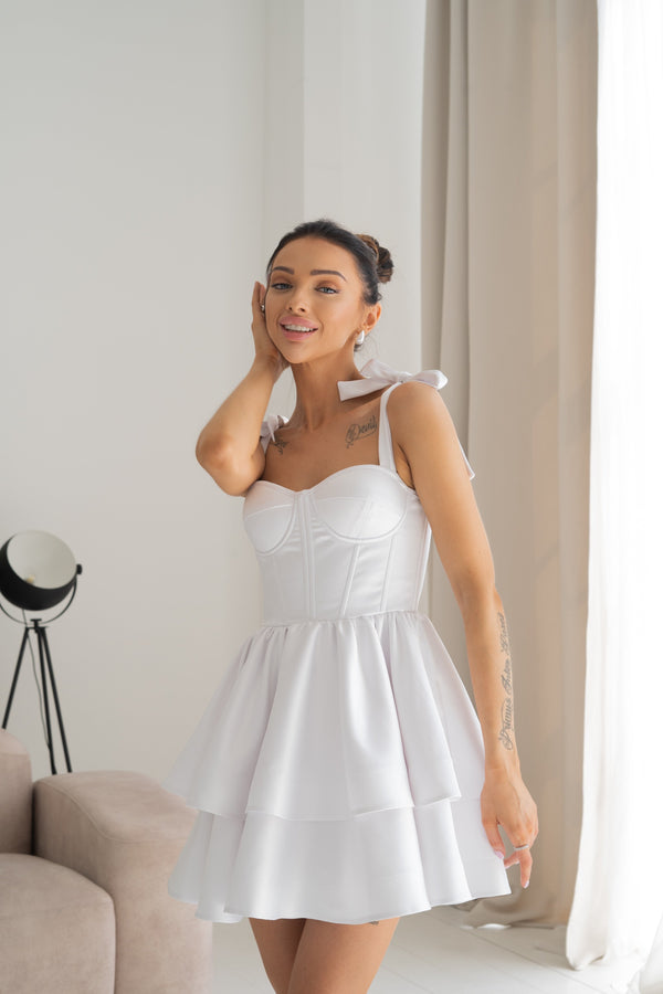 Léontine Tie-Strap Tiered Mini Dress – Mango