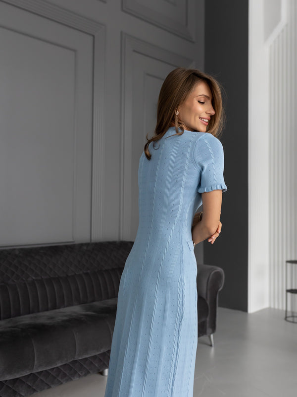 Margot Ribbed Midi Dress – Sky Blue