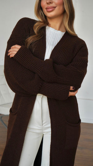 Selene Longline Cardigan – Brown