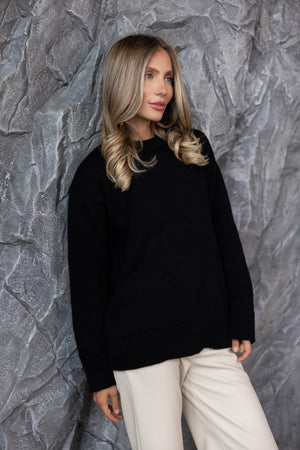 Marion Relaxed Crew Sweater – Black