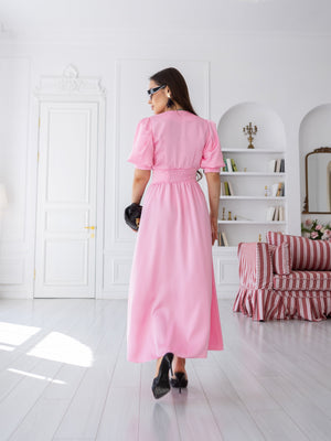 Chiara Button-Front Midi Dress – Pink
