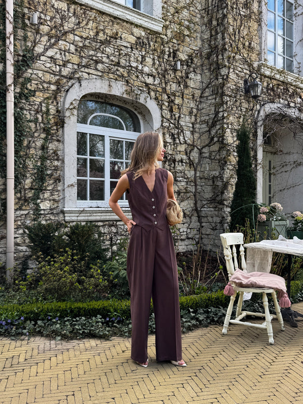 Blanche Waistcoat & Trouser Suit – Brown