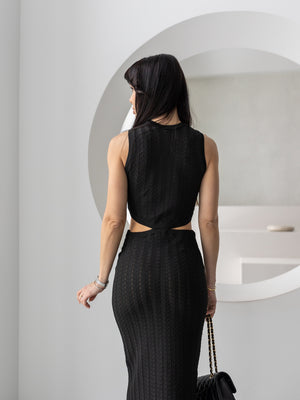 Alba Ribbed Knit Two-Piece – Black