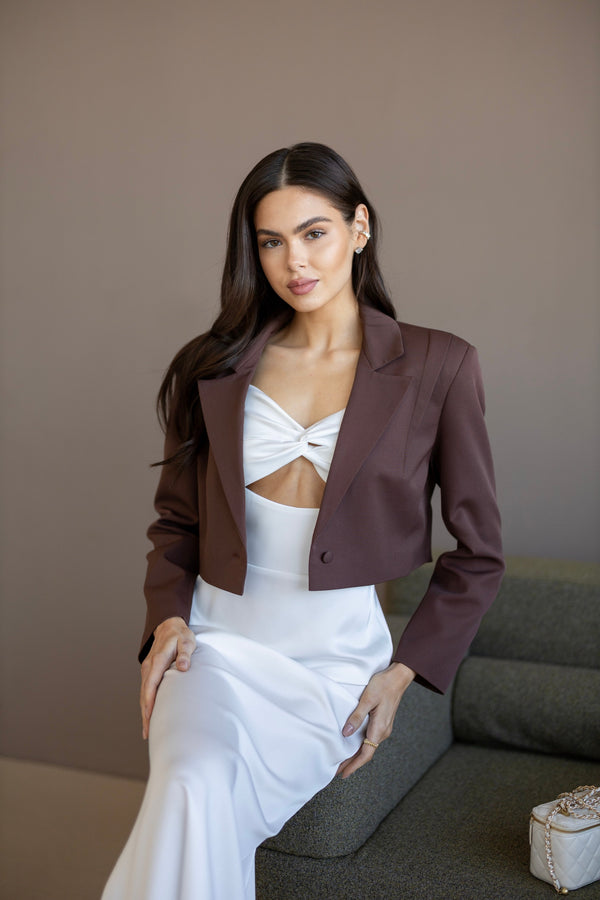 Isla Cropped Blazer – Brown