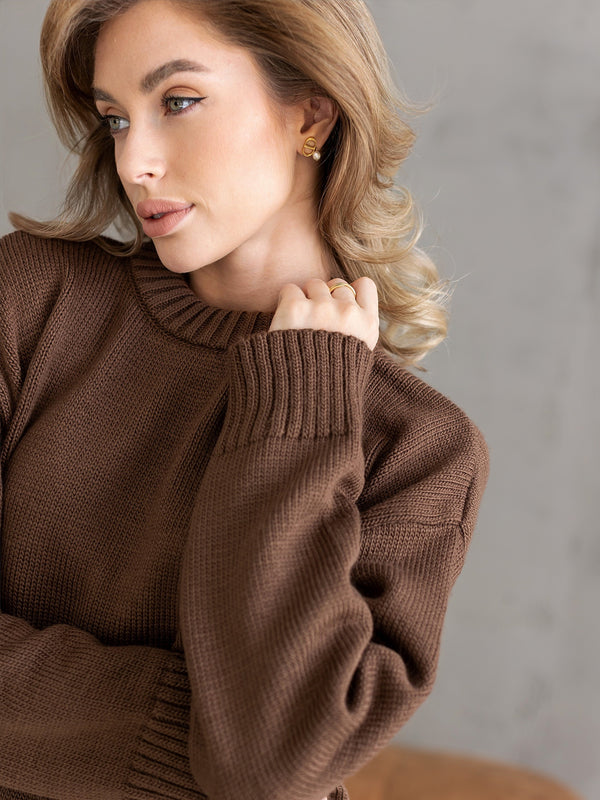 Marion Relaxed Crew Sweater – Brown