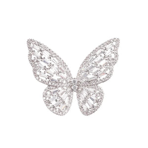 Crystal Butterfly Adjustable Silver Ring