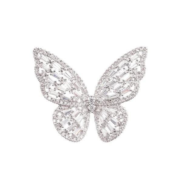 Crystal Butterfly Adjustable Silver Ring