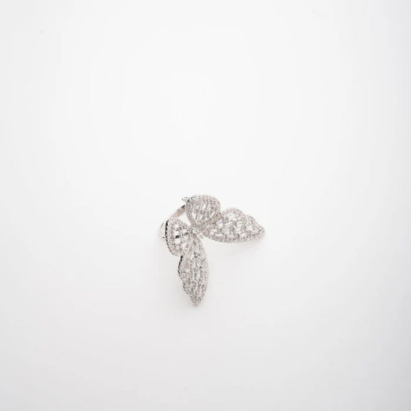 Crystal Butterfly Adjustable Silver Ring