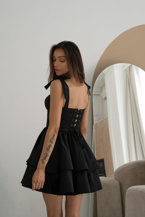 Léontine Tie-Strap Tiered Mini Dress – Mango