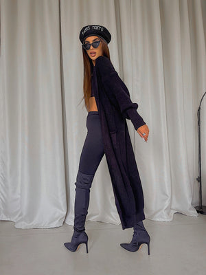Selene Longline Cardigan – Charcoal