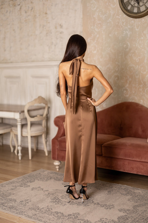 Océane Halter Jumpsuit – Brown