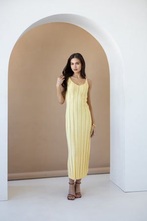 Livia Ribbed Maxi Dress – Yellow