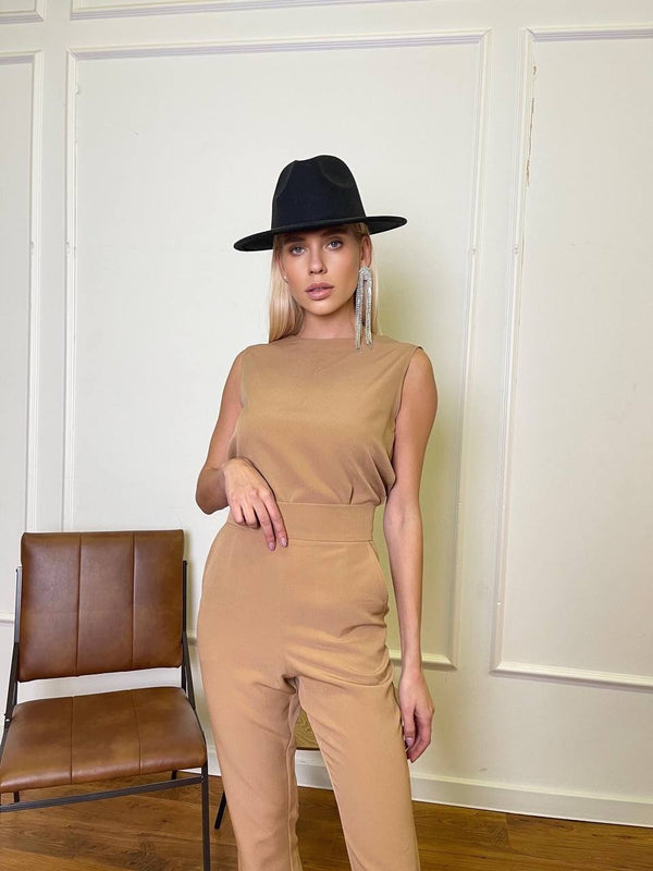 Hortense Sleeveless Top & Flare Trouser Set – Cappuccino