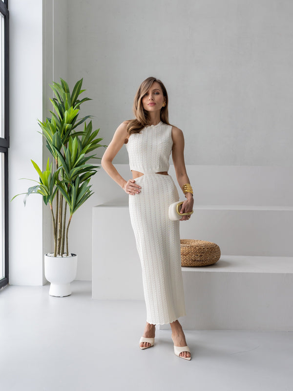 Alba Ribbed Knit Two-Piece – Milk White