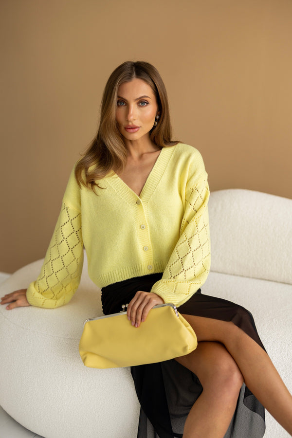 Jacinthe Fine Knit Cardigan – Yellow