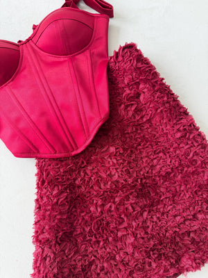 Émeraude Corset Top & Textured Skirt Set