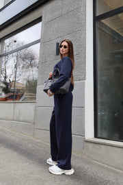 Solene Knit Lounge Set in Navy