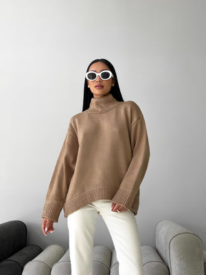 Maëlle Oversized Knit Sweater – Camel