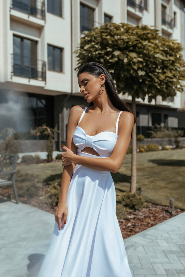 Rosine Satin Bustier Midi Dress