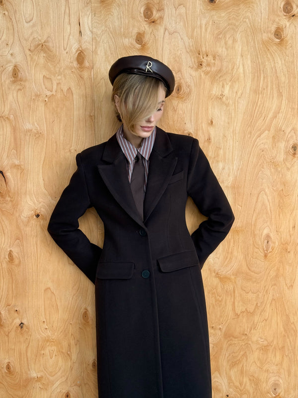 Irène Single-Breasted Wool Coat – Black