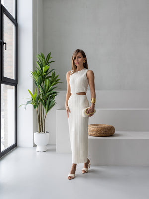 Alba Ribbed Knit Two-Piece – Milk White
