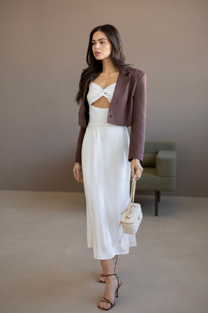 Isla Cropped Blazer – Brown