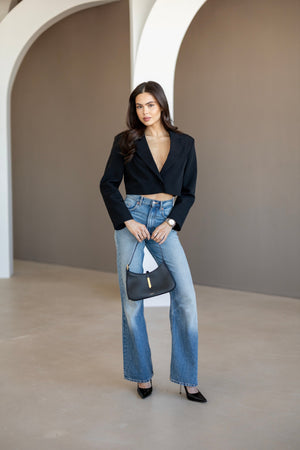 Isla Cropped Blazer – Black