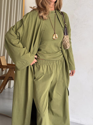 Cerise Ribbed Belted Robe Cardigan – Matcha