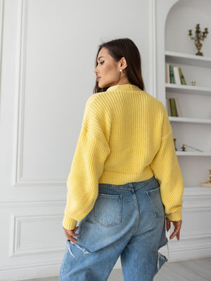 Willa Cropped Cardigan – Yellow