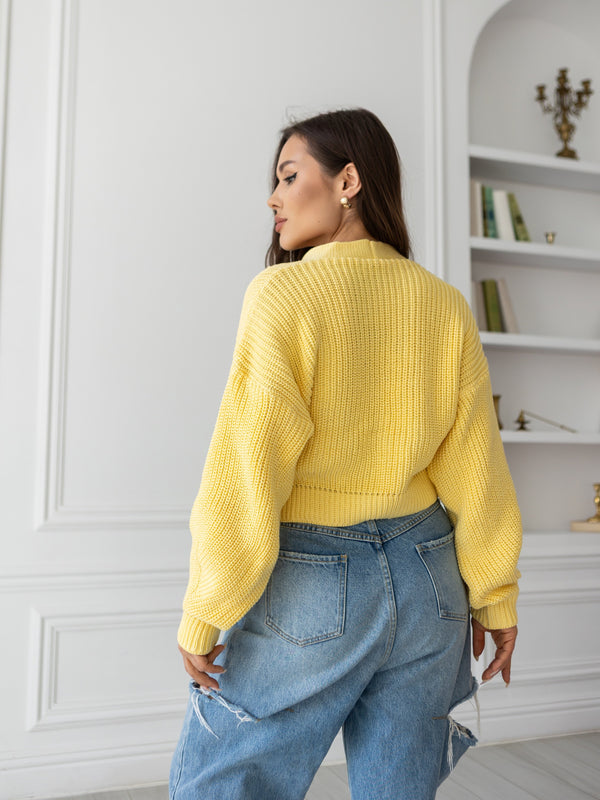 Willa Cropped Cardigan – Yellow