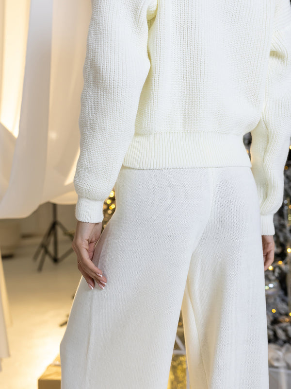 Adélaïde Knit Cardigan & Trouser Set – Milk White