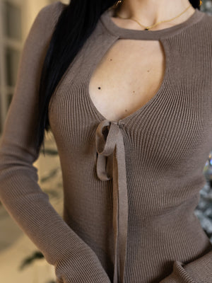 Manon Ribbed Midi Dress – Caramel