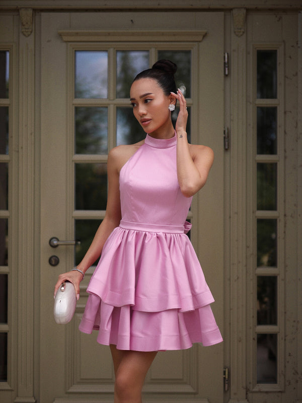 Celestine Tiered Halter Mini Dress