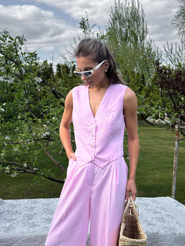 Blanche Waistcoat & Trouser Suit – Pink