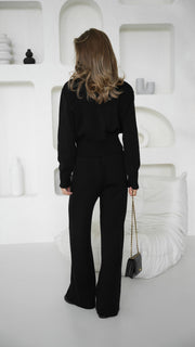 Charlotte Zip Bomber & Trouser Set in Black