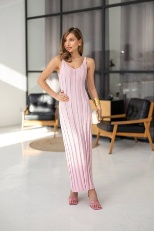 Livia Ribbed Maxi Dress – Pink