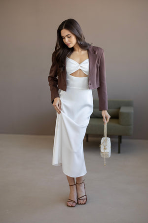 Isla Cropped Blazer – Brown
