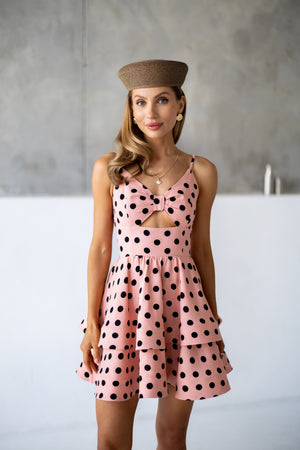 Margaux Polka Dot Mini Dress – Pink