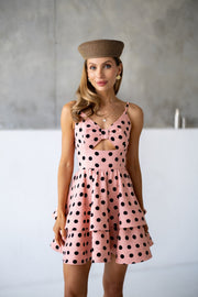Margaux Polka Dot Mini Dress in Pink