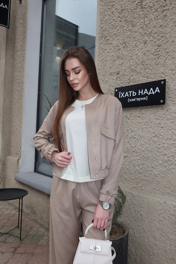Solene Knit Lounge Set – Beige