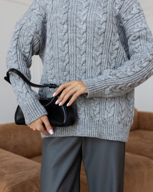 Mireille Cable Knit Sweater – Charcoal
