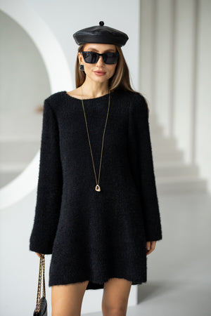 Cosette Bell-Sleeve Swing Dress – Black