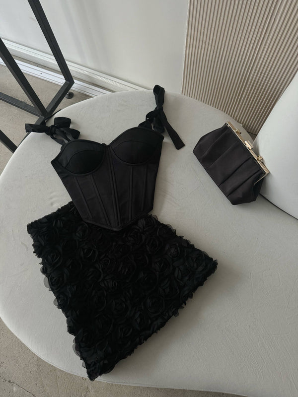 Émeraude Corset Top & Textured Skirt Set