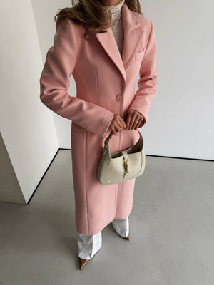 Irène Single-Breasted Wool Coat – Pink
