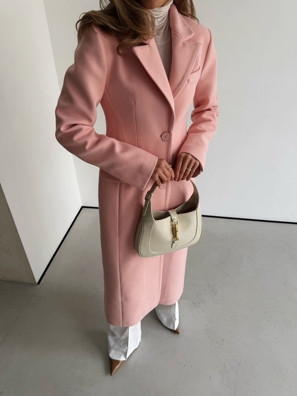 Irène Single-Breasted Wool Coat – Pink