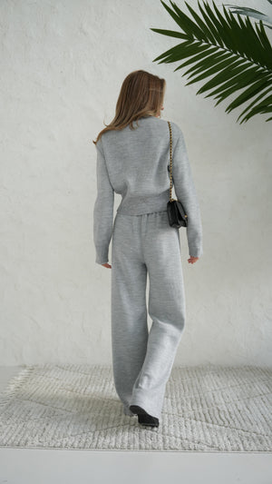 Charlotte Zip Bomber & Trouser Set – Light Grey