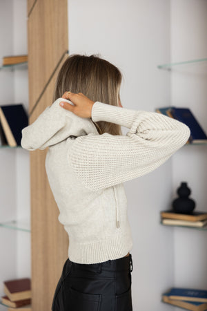 Capucine Cropped Zip Knit Jacket – Sand